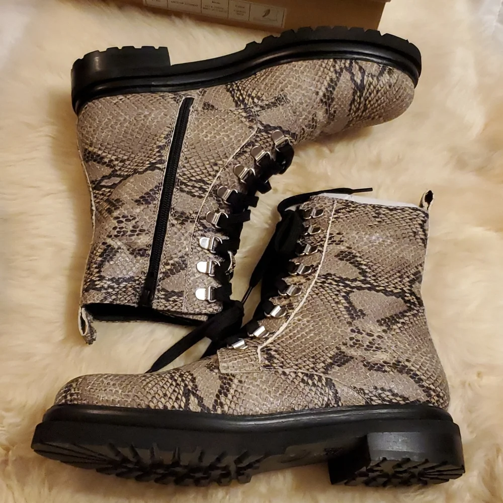 Anthropologie Shane Lace-up Boots- embossed snake - Picture 6 of 12